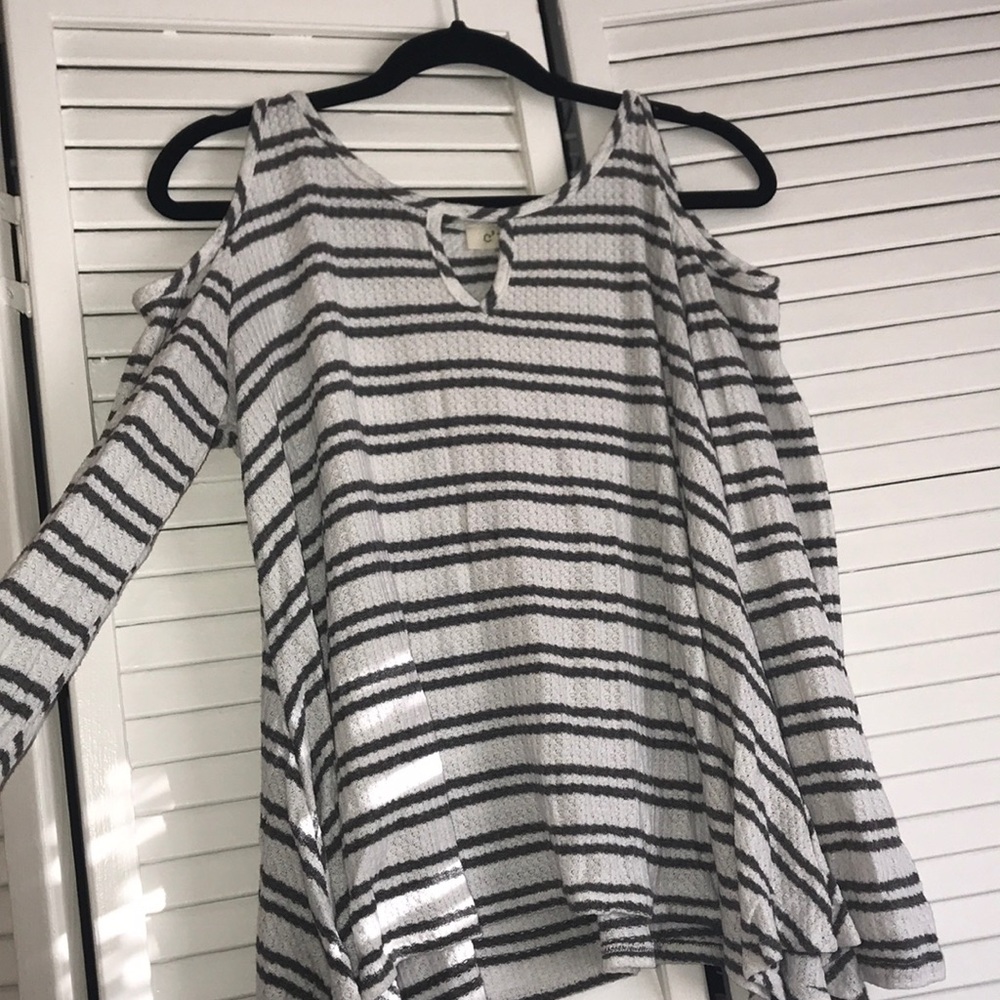 White and grey waffle long sleeve